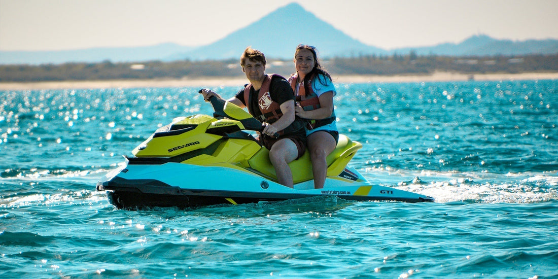 a couple on a jet ski - Jet Ski Rental Woodbine Beach
